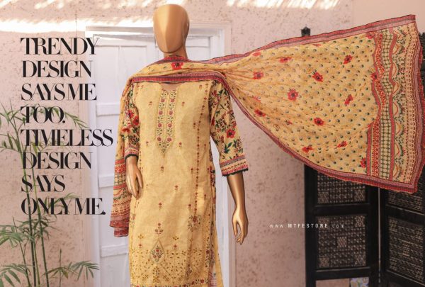 Idealist By Mtf 3-piece Digital Printed Heavy Embroidered Lawn Shirt Unstitched Suit design 03