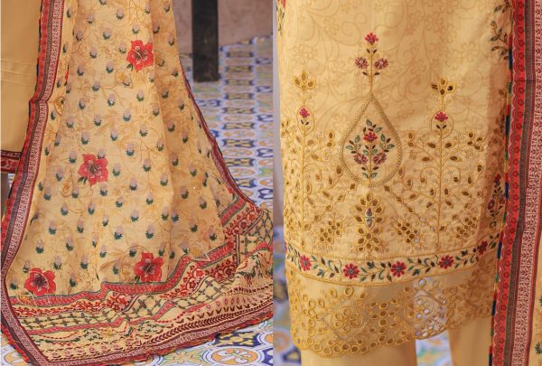 Idealist By Mtf 3-piece Digital Printed Heavy Embroidered Lawn Shirt Unstitched Suit design 03