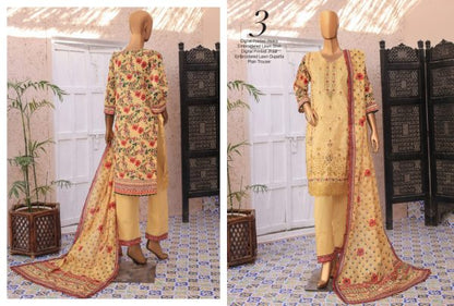 Idealist By Mtf 3-piece Digital Printed Heavy Embroidered Lawn Shirt Unstitched Suit design 03